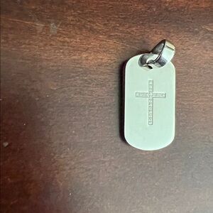 Silver tone Stainless steel dig tag with cross